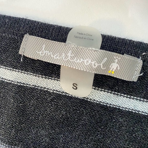 Smartwool Striped Asymmetrical Wool V-Neck Sweater - Picture 6 of 7